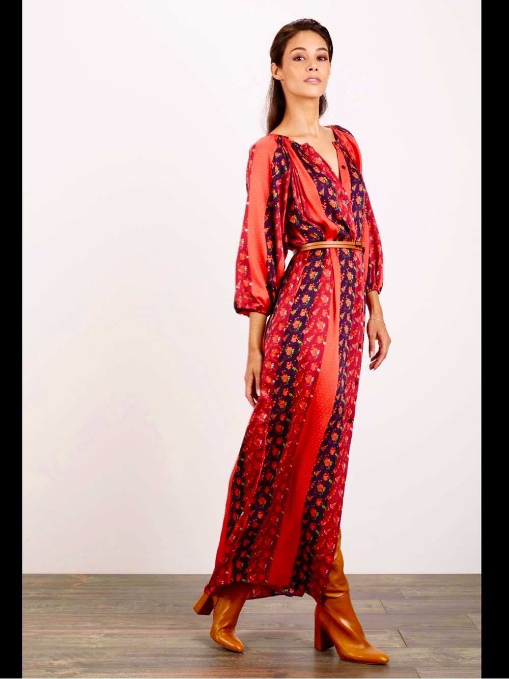 Tucker NYC Floral Patchwork Print Maxi Dress